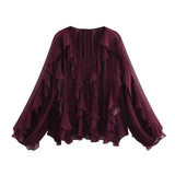 wijnrode dames blouse
