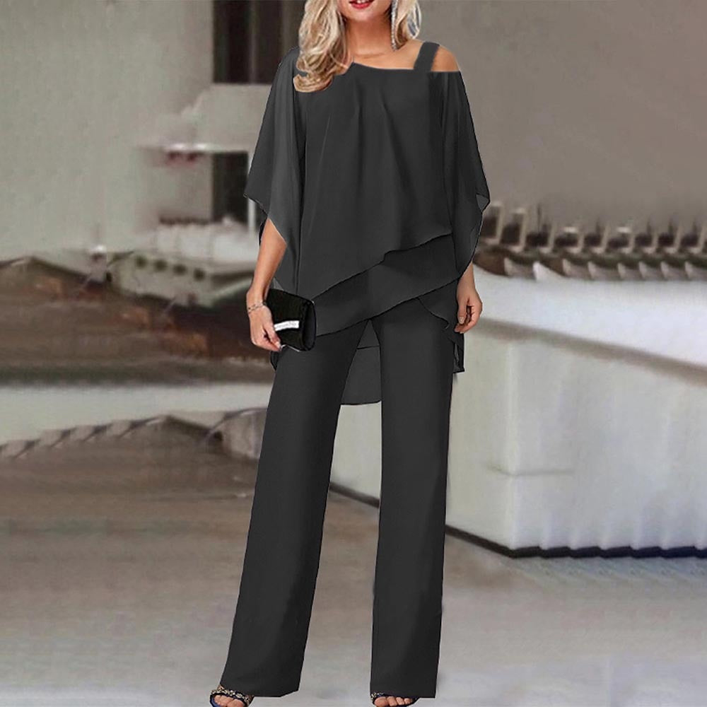 Liora Damen-Set in Schwarz – elegantes Cold-Shoulder Design
