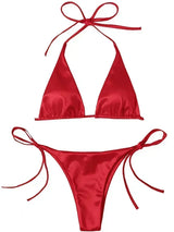 Lana | Metallic Satijnen Halter Bikini Set