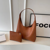 Amira Woven Tote | Shoulder Bag with Pouch 