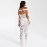Celeste Off-Shoulder Lace Maxi Dress wit achterkant
