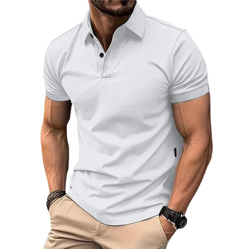 wit basic poloshirt heren met kraag
