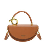 Amara Retro Crossbody Bag in Taupe-Braun mit goldenem Griff
