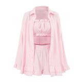 Sommerliches Damen-Set mit Bluse, Top & Shorts in Pastelltönen – Roséline von Talaine, Produktfoto