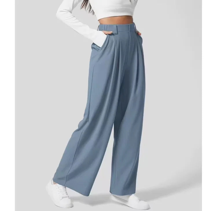 Soraya broek in lichtblauw waffle patroon
