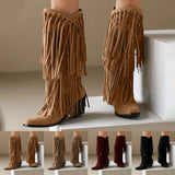 DesertSoul Fringe Boots Damen braun hoch mit Fransen
