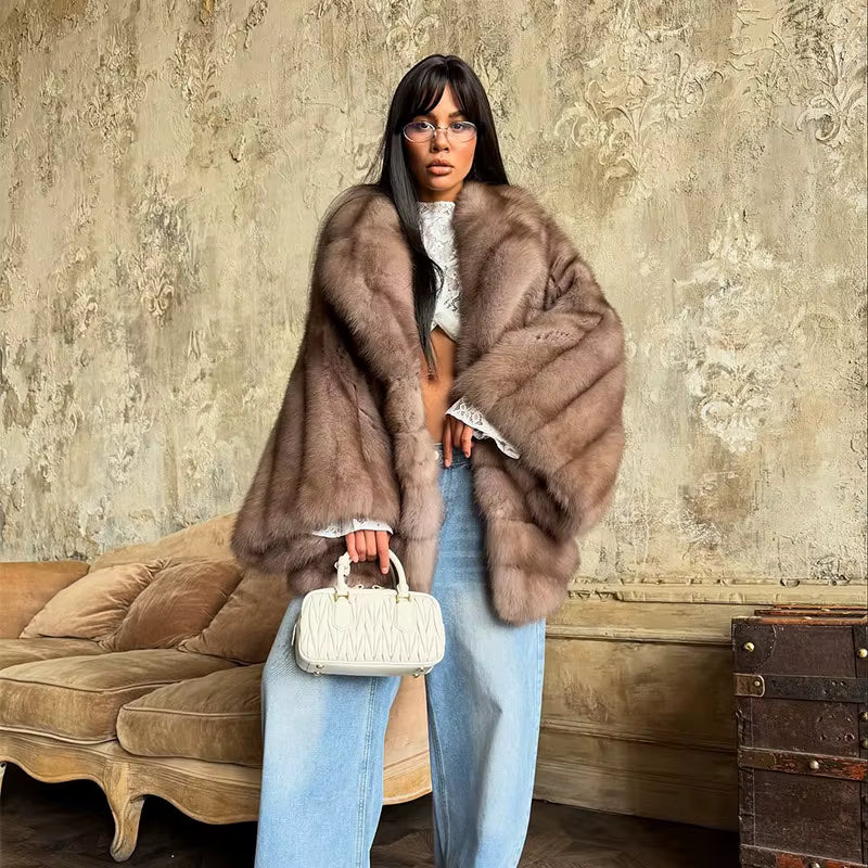 Mirellia | Luxuriöse Kunstpelzjacke mit Vintage-Look & Oversized-Schnitt