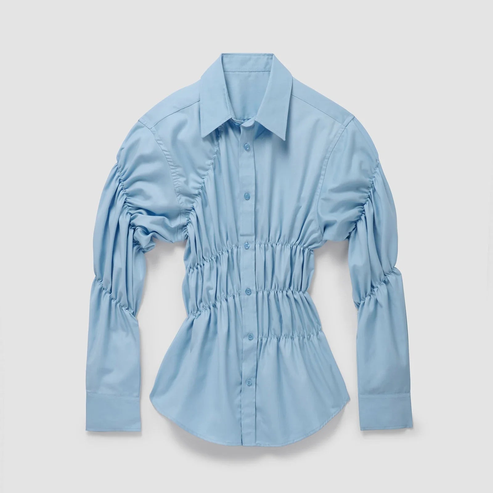 Lichtblauwe oversized blouse met elastiek