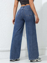 Lunira Wide-Leg-Jeans in Dunkelblau – Produktdetail mit hohem Bund