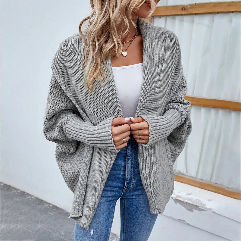 Oversized Strickcardigan in Grau – Damenmode
