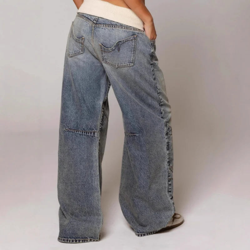 baggy wide-leg jeans mit rippbund seitenansicht