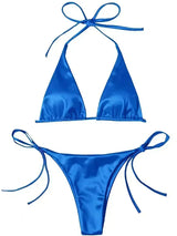Lana | Metallic Satijnen Halter Bikini Set
