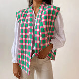 Poppy Bodywarmer mit buntem Retro-Print und offener Front