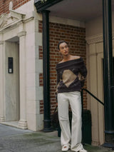 Elviane | Off-Shoulder Strickpullover mit Argyle-Muster