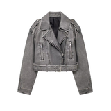 Moto Luxe Jacket Damen vegan lederjacke biker grau
