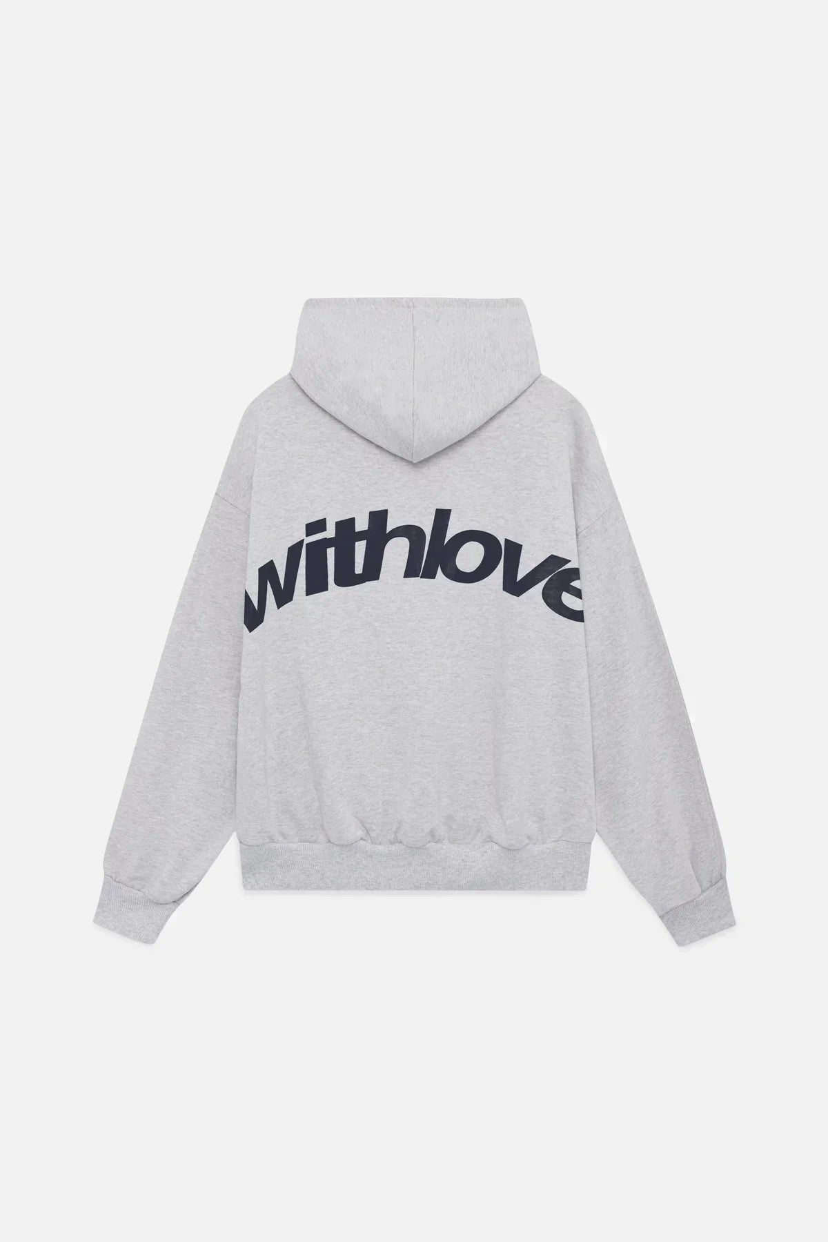 Grauer Kapuzenpullover Damen mit withlove-Rückenprint Produktansicht