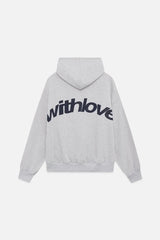 Grauer Kapuzenpullover Damen mit withlove-Rückenprint Produktansicht
