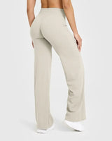 Yoga-Hose Damen Hellgrau High Waist Flared mit weitem Bein – Livia von Talaine, Farbansicht Hellgrau