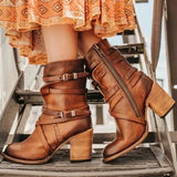 Rebelia Boots in Cognac mit Chunky Absatz