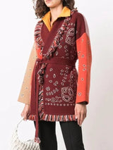 meliora cardigan bordeaux orange zweifarbig mit fransen