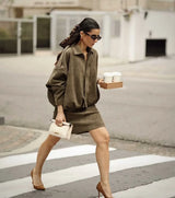Valeria | Suede-Look Damenjacke im Cropped-Design & Trendy Oversized-Fit