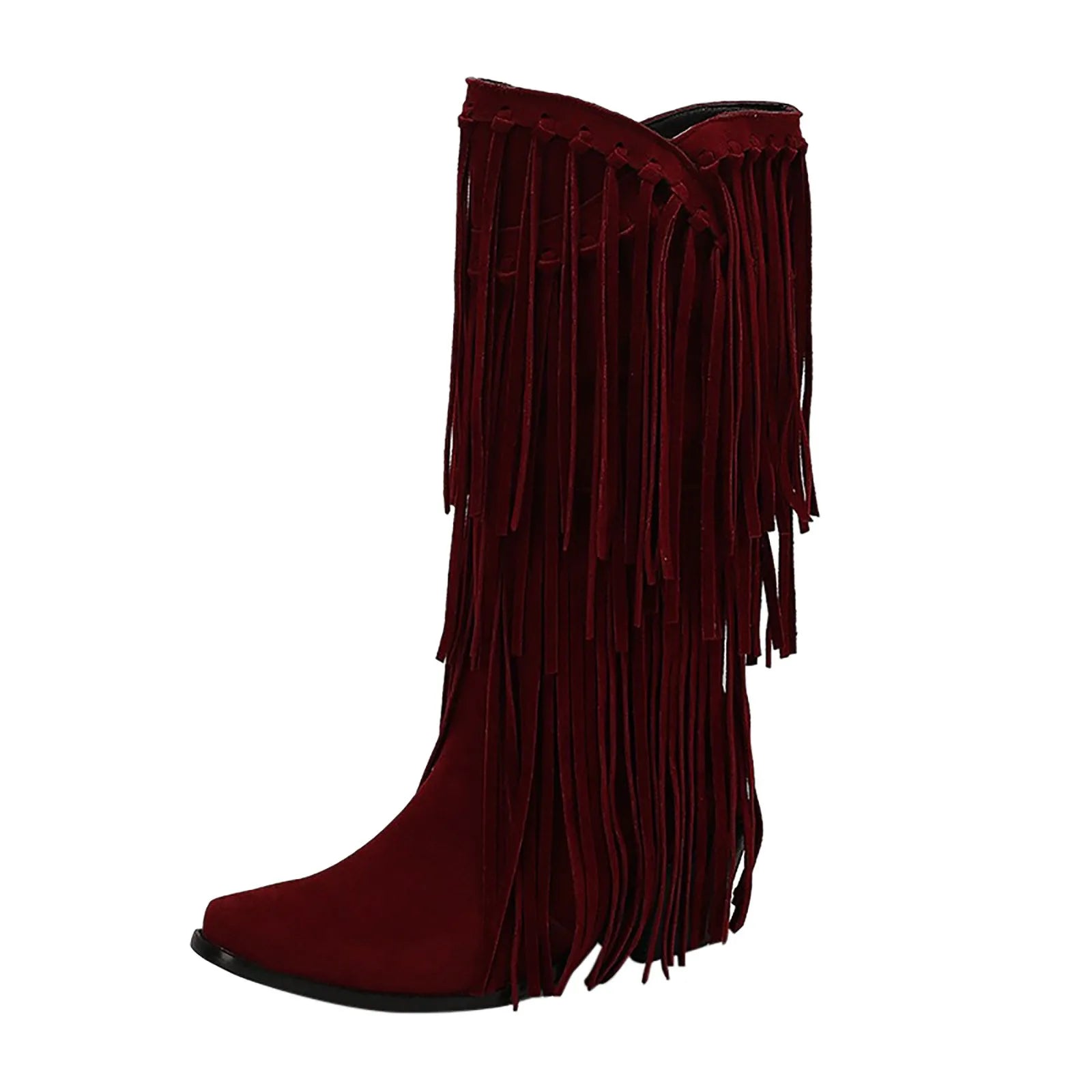 DesertSoul Fringe Boots | Hohe Damenstiefel mit Fransen & Blockabsatz