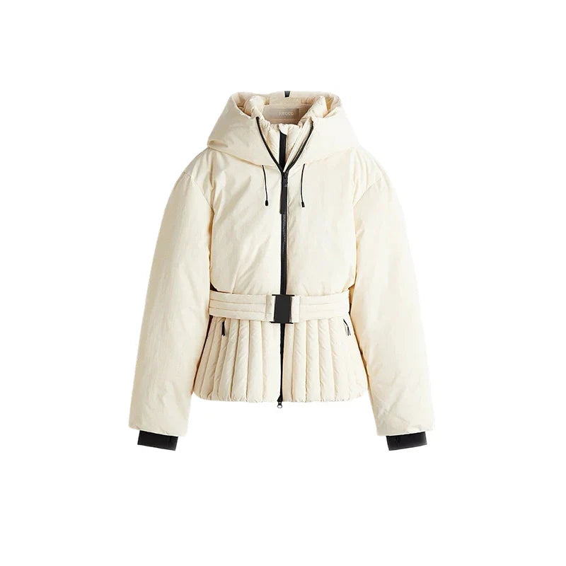 detailaufnahme kapuze auraya skijacke aubergine