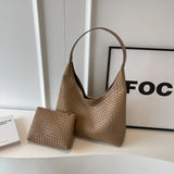 Amira Woven Tote | Shoulder Bag with Pouch 