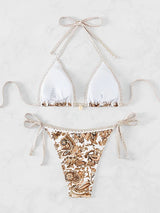 Bikini set beige met paisley print