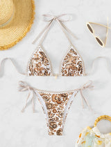 Bikini set beige met paisley print