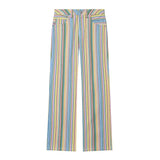 Gestreifte Stoffhose Damen Wide-Leg Urlaub Outfit