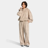 Leoparden Zweiteiler Damen – oversized Hoodie und weite Hose als Set