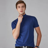 Blauw heren shirt met col voor nette look
