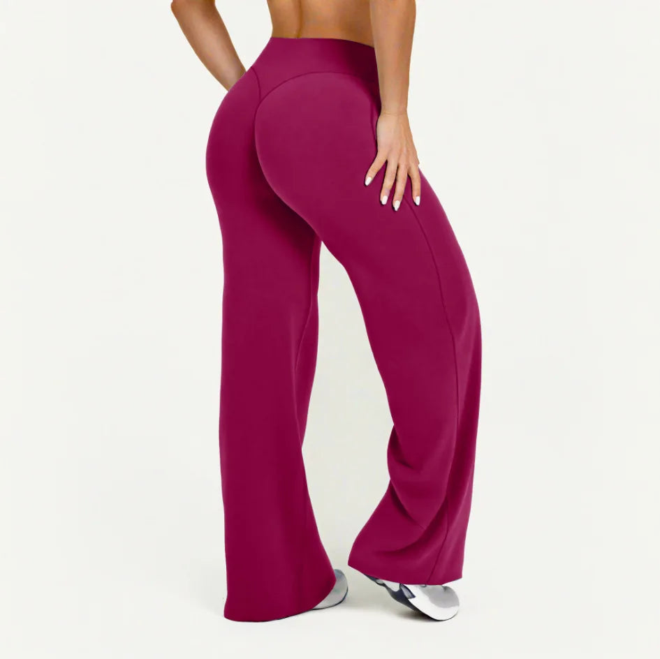 Yoga-Hose Damen Beerenrot High Waist Flared mit weitem Bein – Livia von Talaine, Farbansicht Beerenrot