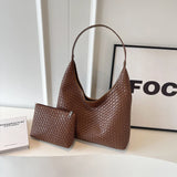 bruine grote shopper tas met pouch vegan leer
