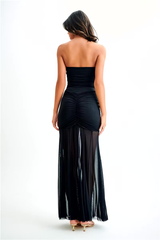 Mystique | Maxi Kleid mit Off-Shoulder Mesh & Eleganter Passform