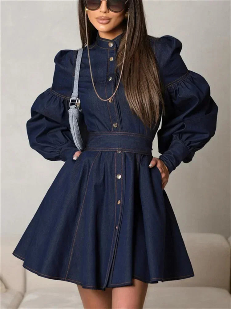 Aurelia Denim Chic Mini Dress vooraanzicht