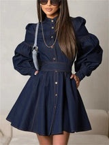 Aurelia Denim Chic Mini Dress vooraanzicht