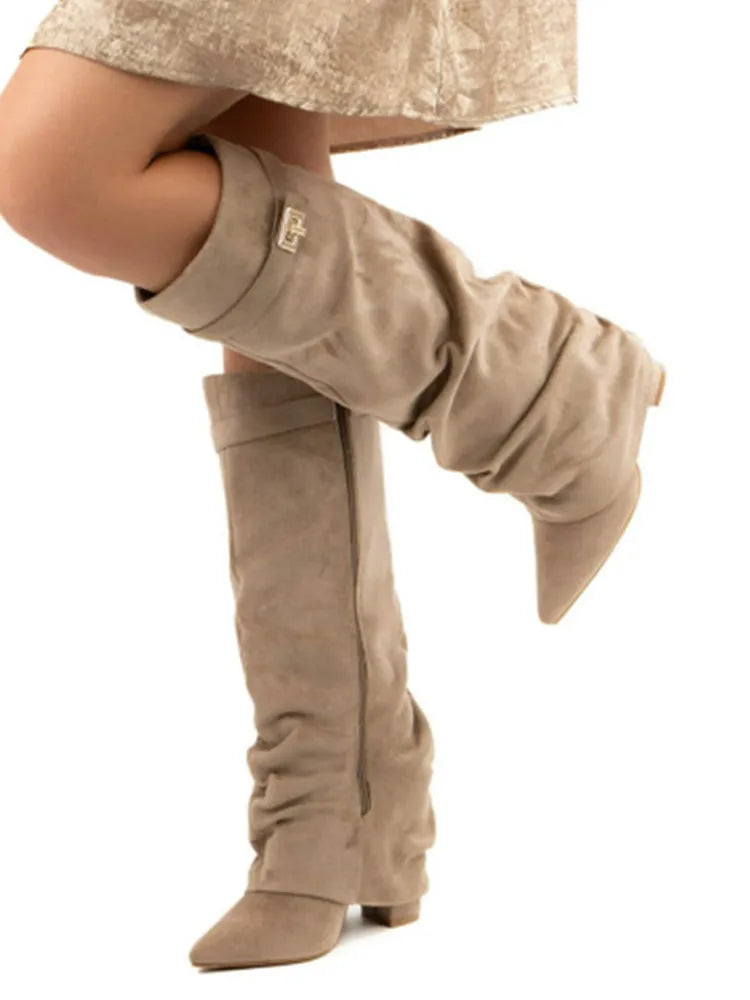 Marzella Slouch Boots in Taupe