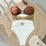 Badeanzug Damen Bandeau One-Piece high-leg – Fioretta von Talaine, seitliche Ansicht
