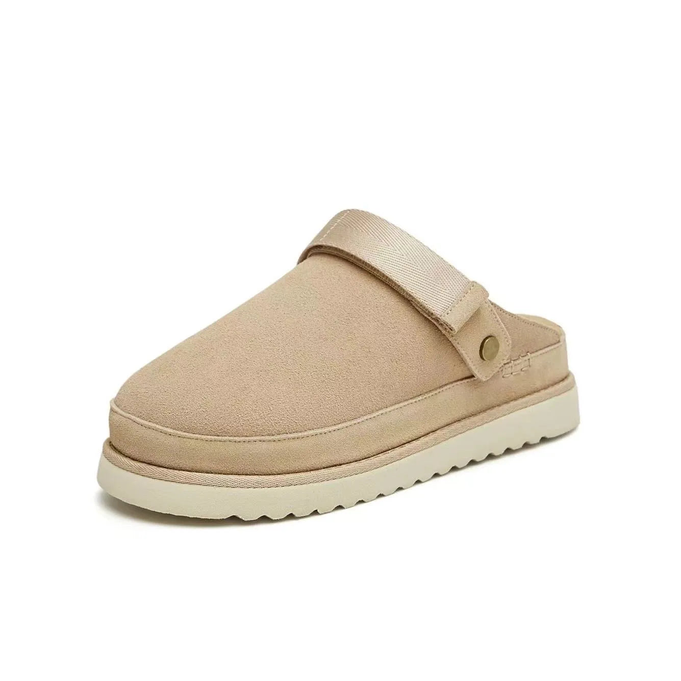 Naloa Clogs Beige – Suede Clogs mit Fersenriemen
