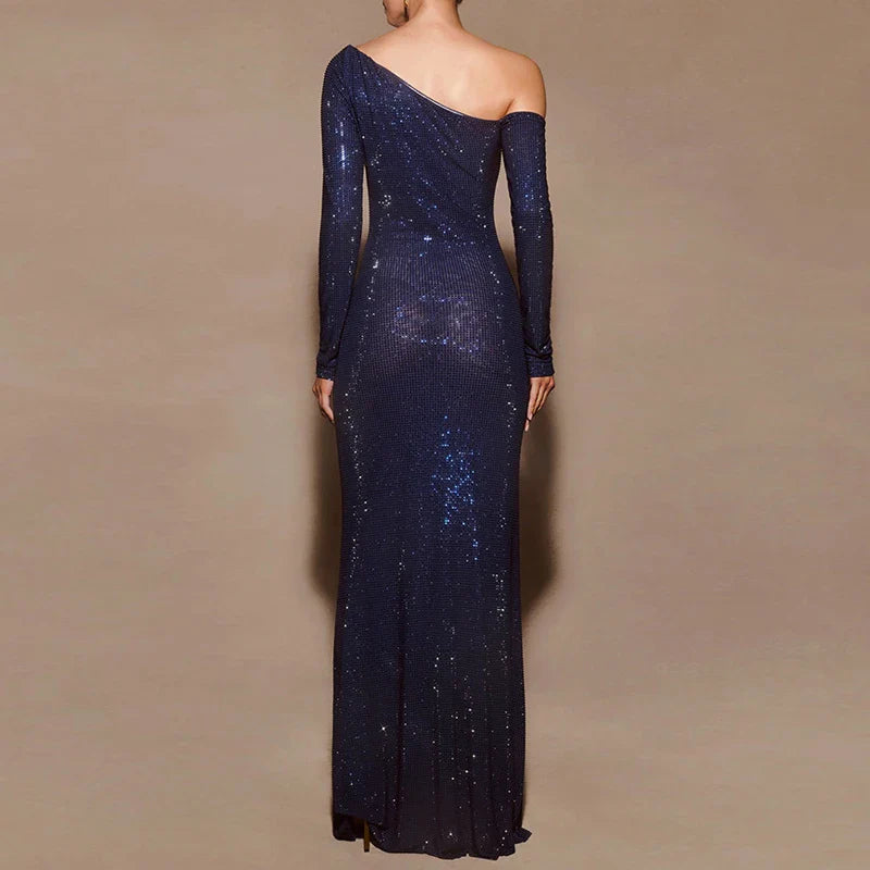 Seraphyne crystal mesh gown navy Rückansicht