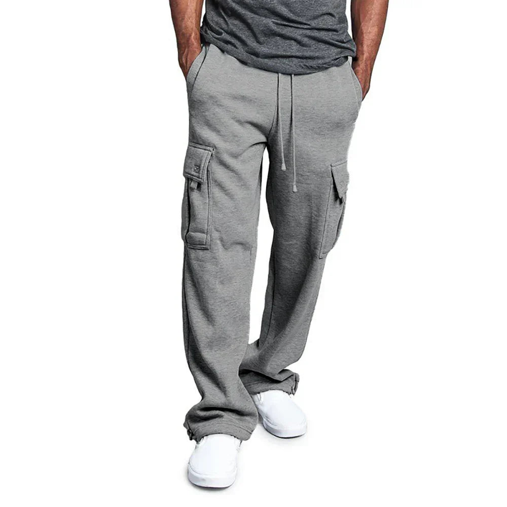 Grijze trendy cargo broek met verstelbare enkels.
