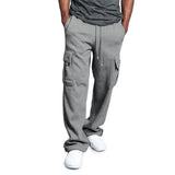 Grijze trendy cargo broek met verstelbare enkels.