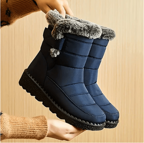 Nordica Damen Winterstiefel blau wasserdicht mit Fellfutter
