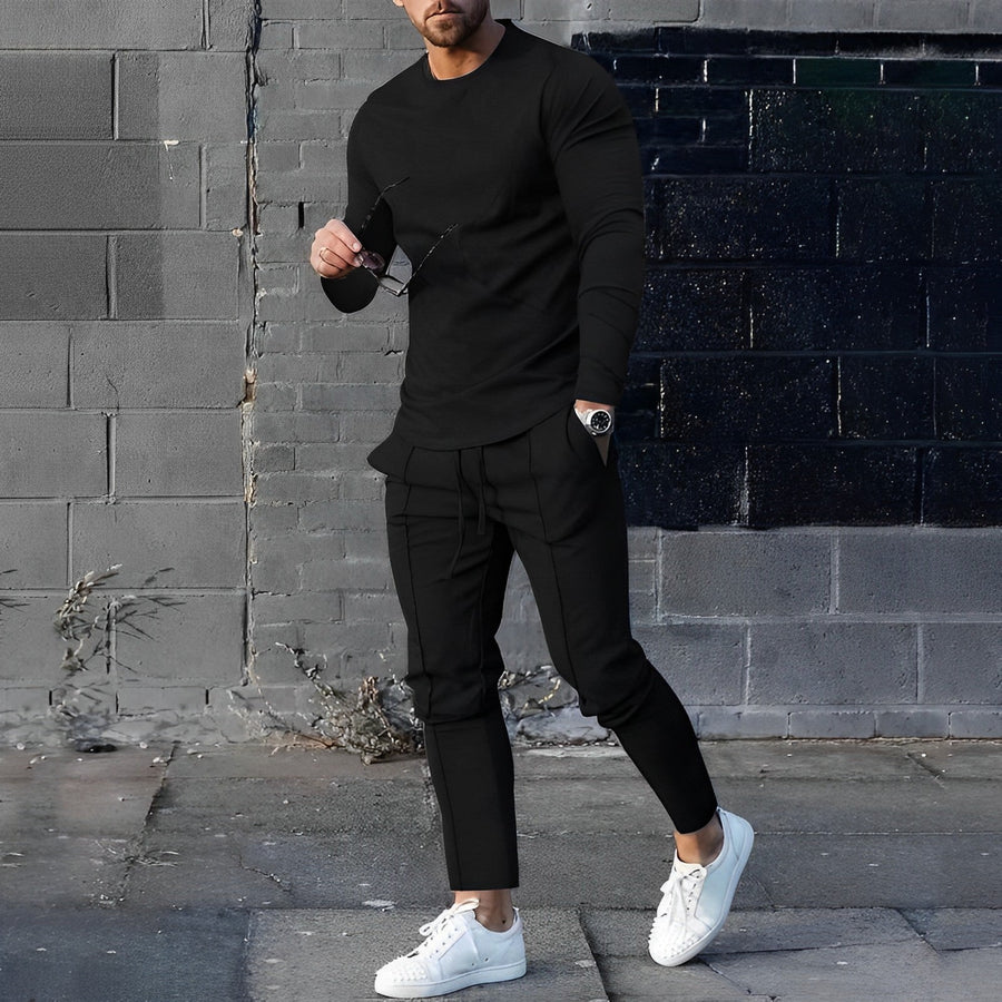 zwarte heren joggingspak met comfortabele pasvorm