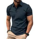 donkerblauw sportief poloshirt man
