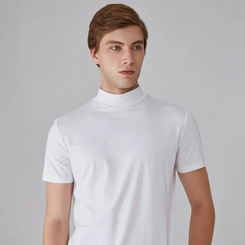 Wit heren shirt met col voor nette look
