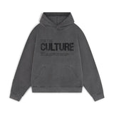 grauer hoodie mit strassschriftzug for the culture