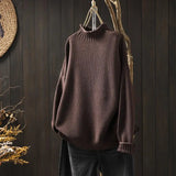 donkerbruine kasjmier look sweater voor dames met oversized fit
